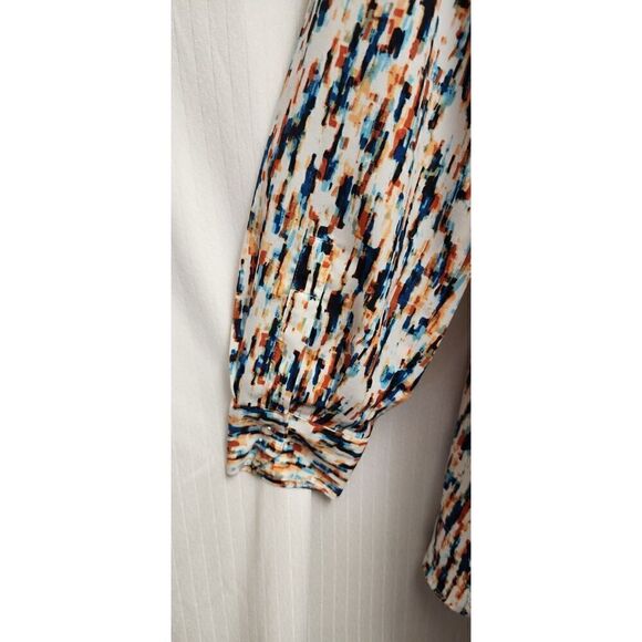 Ellen Tracy Women's Long Sleeve Semi-Sheer Button Down Geo Print Blouse Size L - Picture 6 of 8